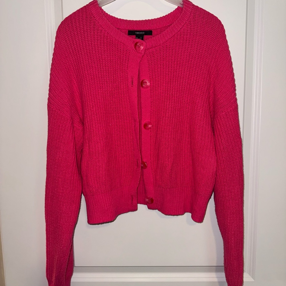 Forever 21 Hot Pink Cardigan